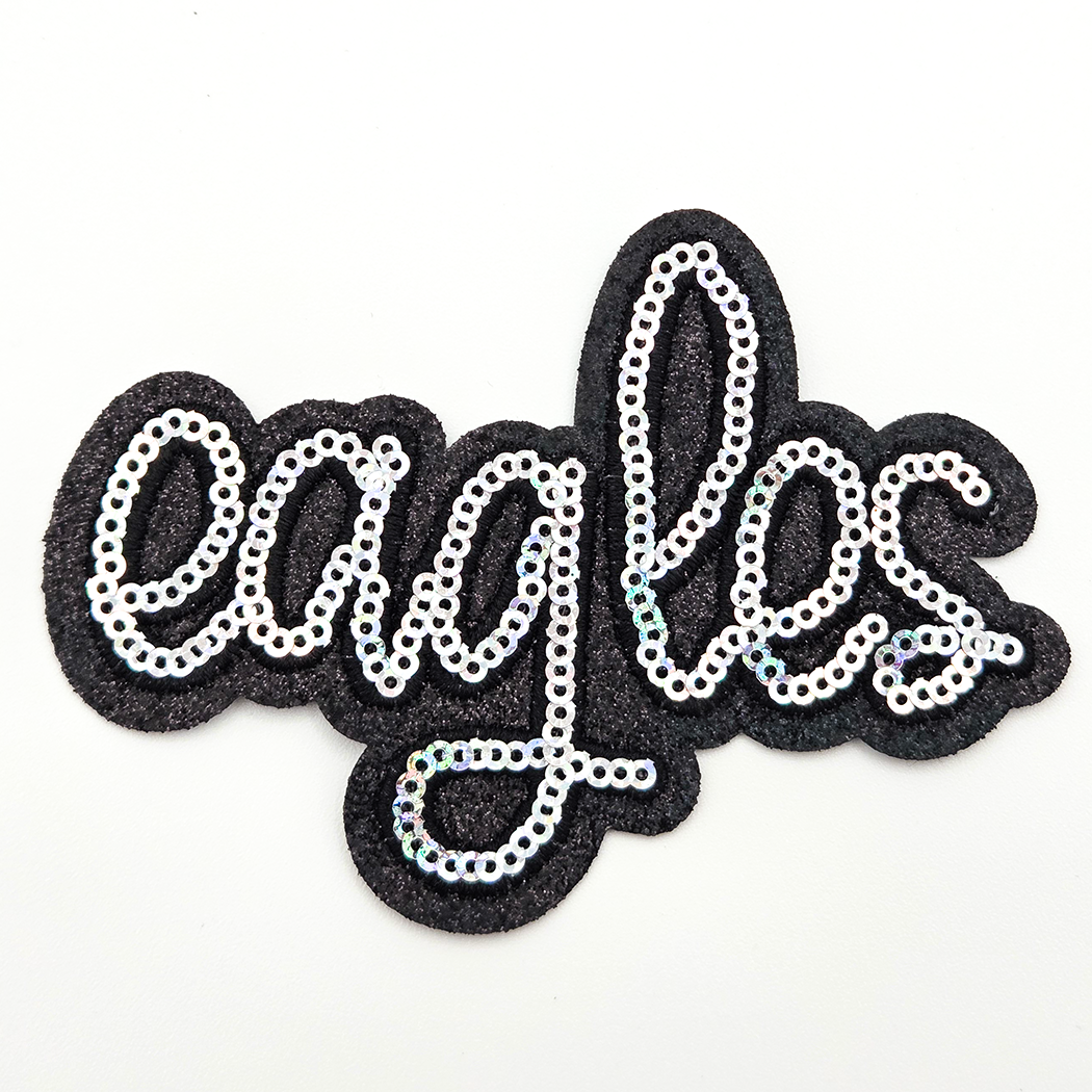 Trendy Transfers - Wholesale Patch - Eagles Silver Sequin HAT/POCKET Patch0