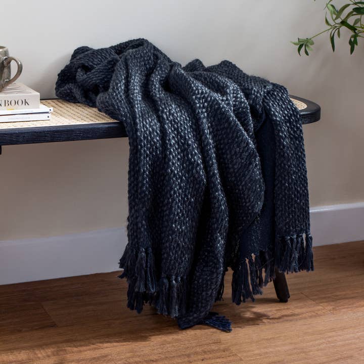 Morni Woven Fringed Throw Dusk for wholesale by Riva Home