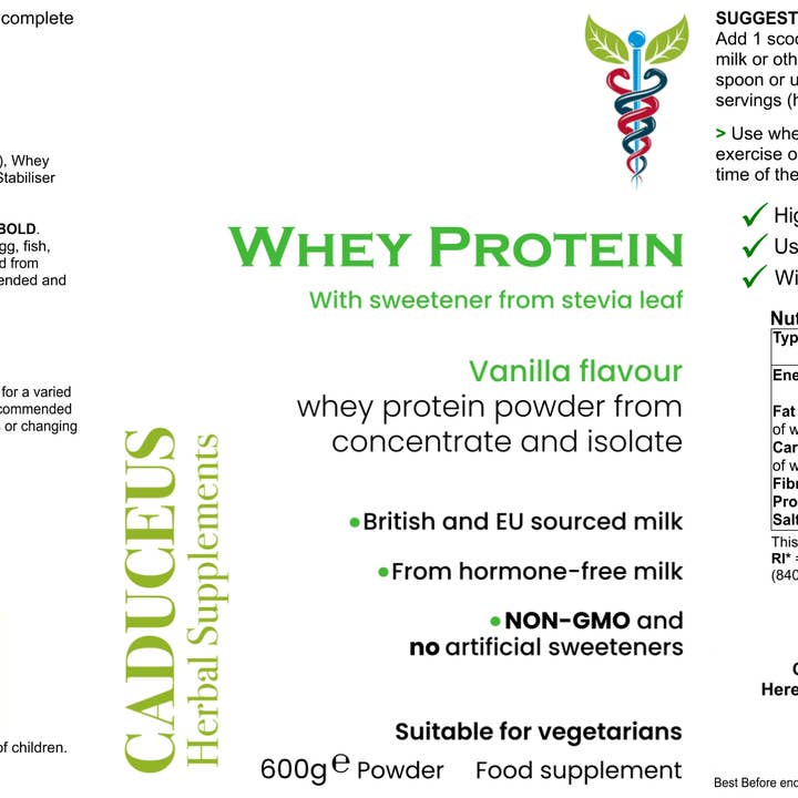 CADUCEUS kruidenapotheek - Wholesale Protein/superfood powder - Whey Protein made from whey concentrate and isolate (vanilla flavour)4