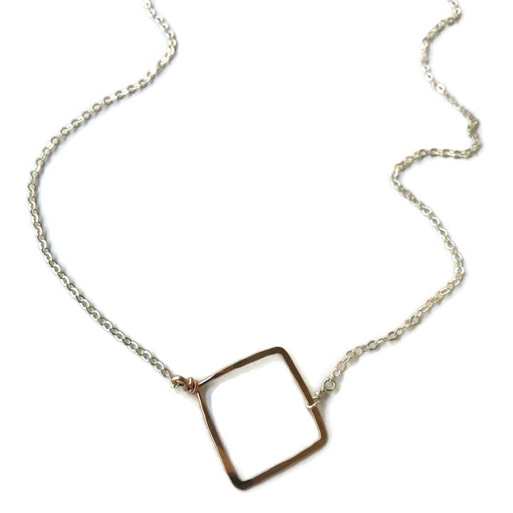 Medium Square Necklace - Gold for wholesale by Beth Jewelry