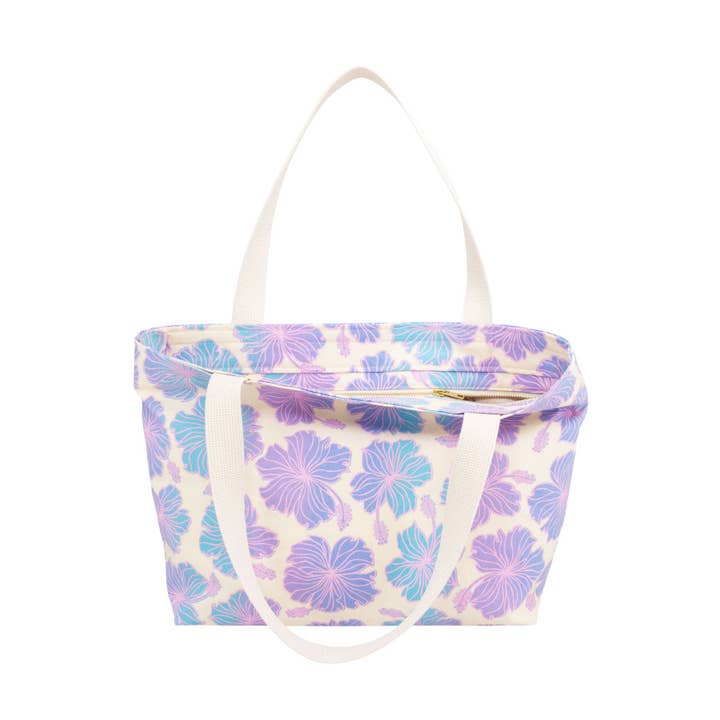 Beach Bag Tote Deluxe • Hibiscus • Pink over Blue and Purple Ombre for wholesale by Jana Lam