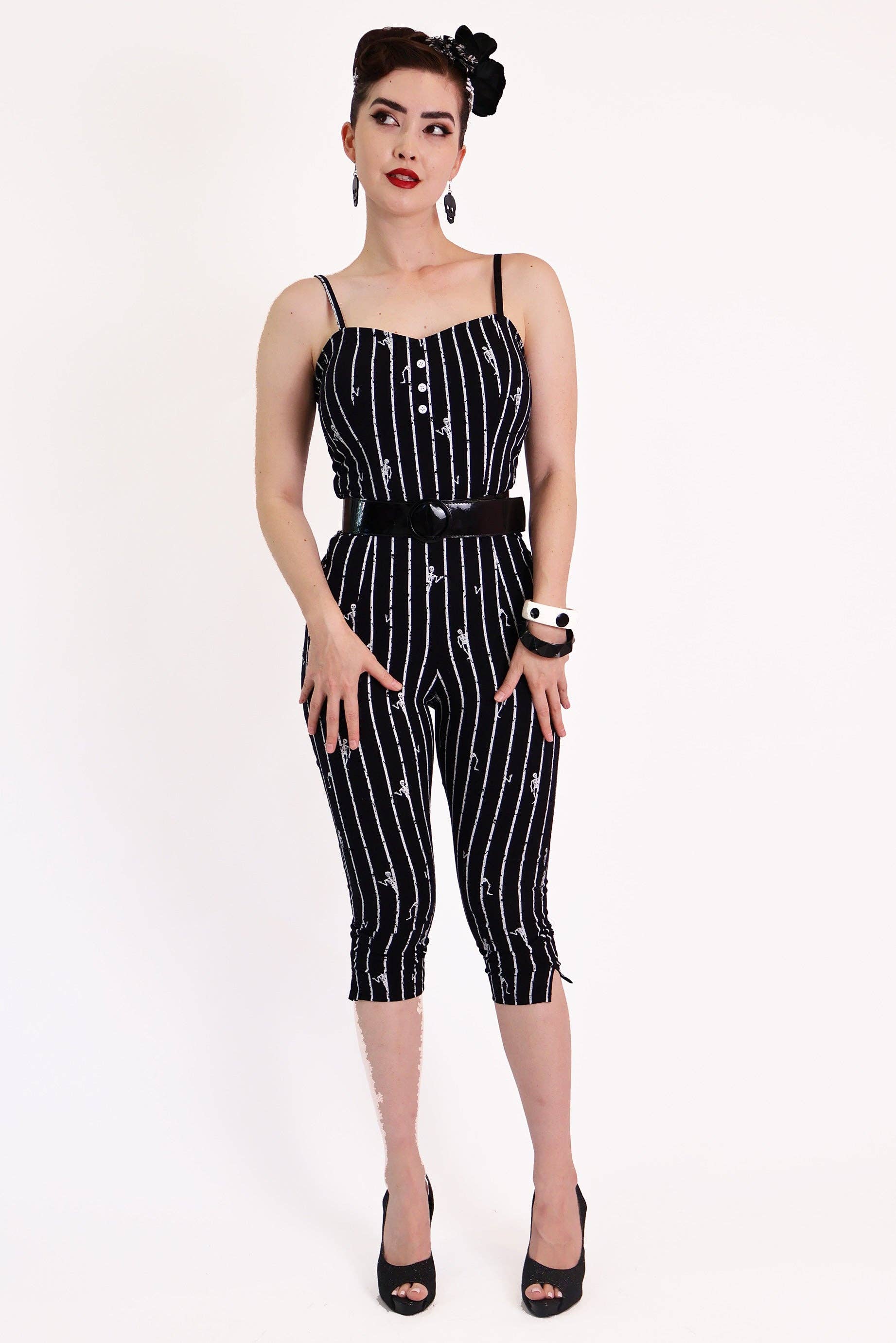 BONSAI KITTEN - Wholesale Jumpsuit – Women's - Skeleton Stripe Jumpsuit0