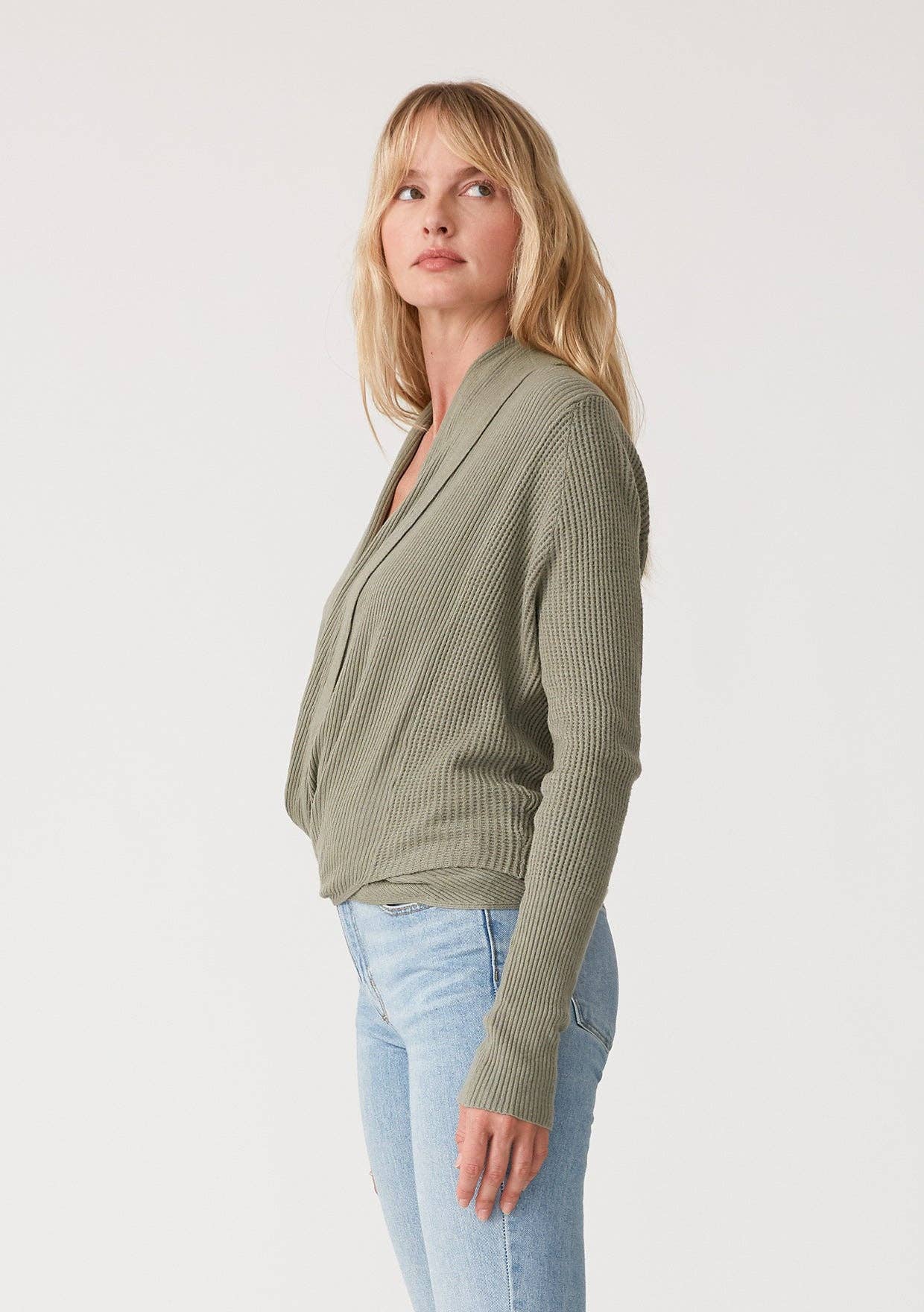 Lovestitch - Wholesale Cardigan - Women's - Waffle Knit Long Sleeve Tie Front Cardigan66