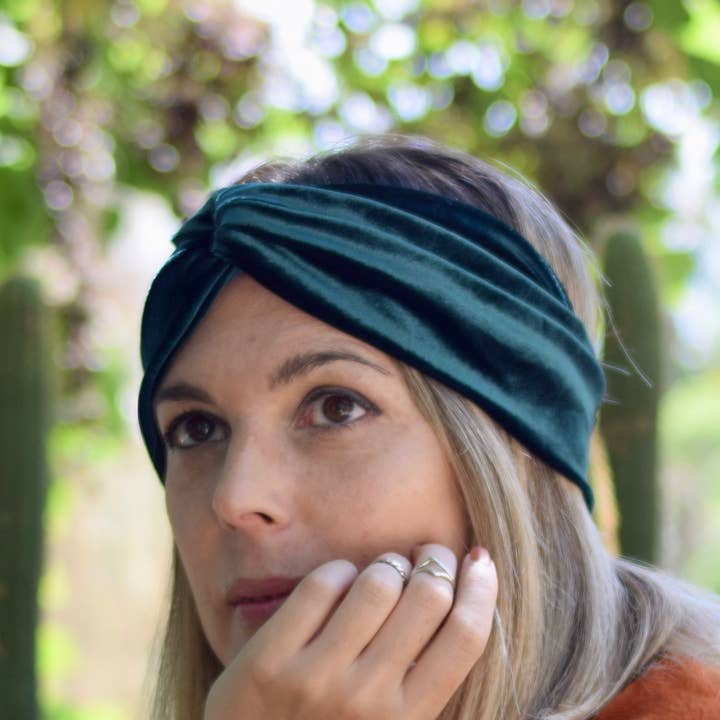 Fascia turbante in velluto verde smeraldo per donna per la vendita all'ingrosso da parte di Petitama