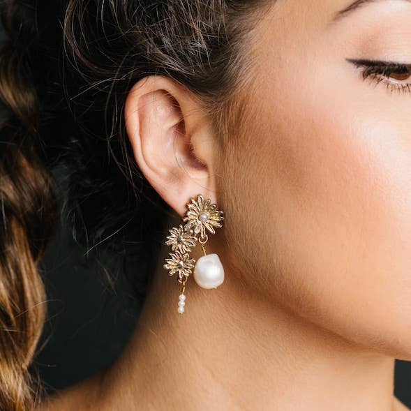 REMOVED BRAND - Wholesale Stud/Post Earrings - Aster Drop Earrings Silver1