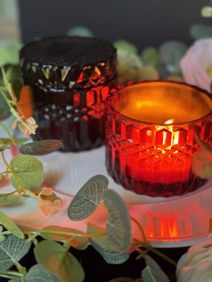 High End Crystal Glass 7oz Soy Candles - 40 Plus Hr Burn for wholesale by Blue Collar Babe Candles