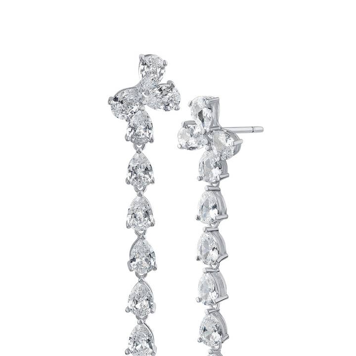 CZ by Kenneth Jay Lane - Wholesale Hangende/ronde oorbellen - Pear CZ Drop oorbellen