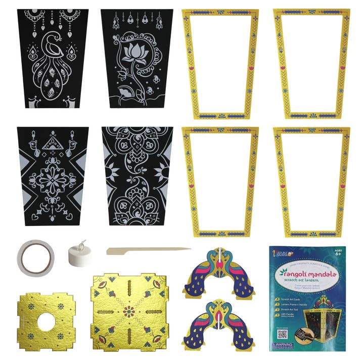 Kulture Khazana - Wholesale DIY Craft Kit - Kids - Rangoli Mandala Scratch Art Latern