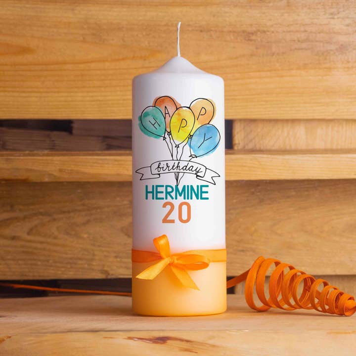 Birthday candle|balloons|15-30cm height|personalized for wholesale by Die Kerzenwerkstatt