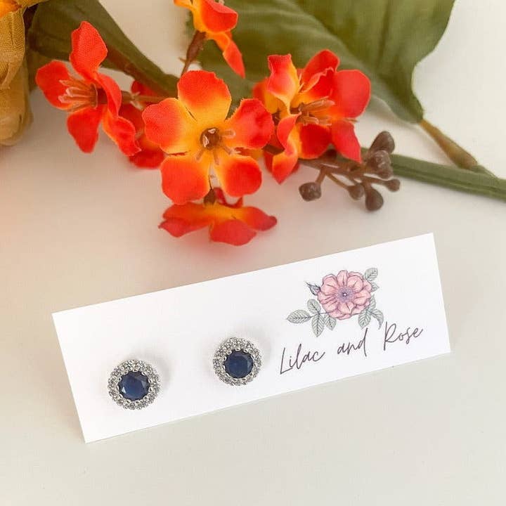 ✅ CZ Blue Stud Earrings for wholesale by Lilac and Rose