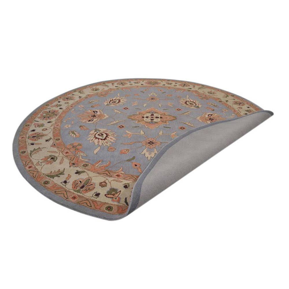 Hand Tufted Wool Round Area Rug in Blue and White for wholesale on Faire3