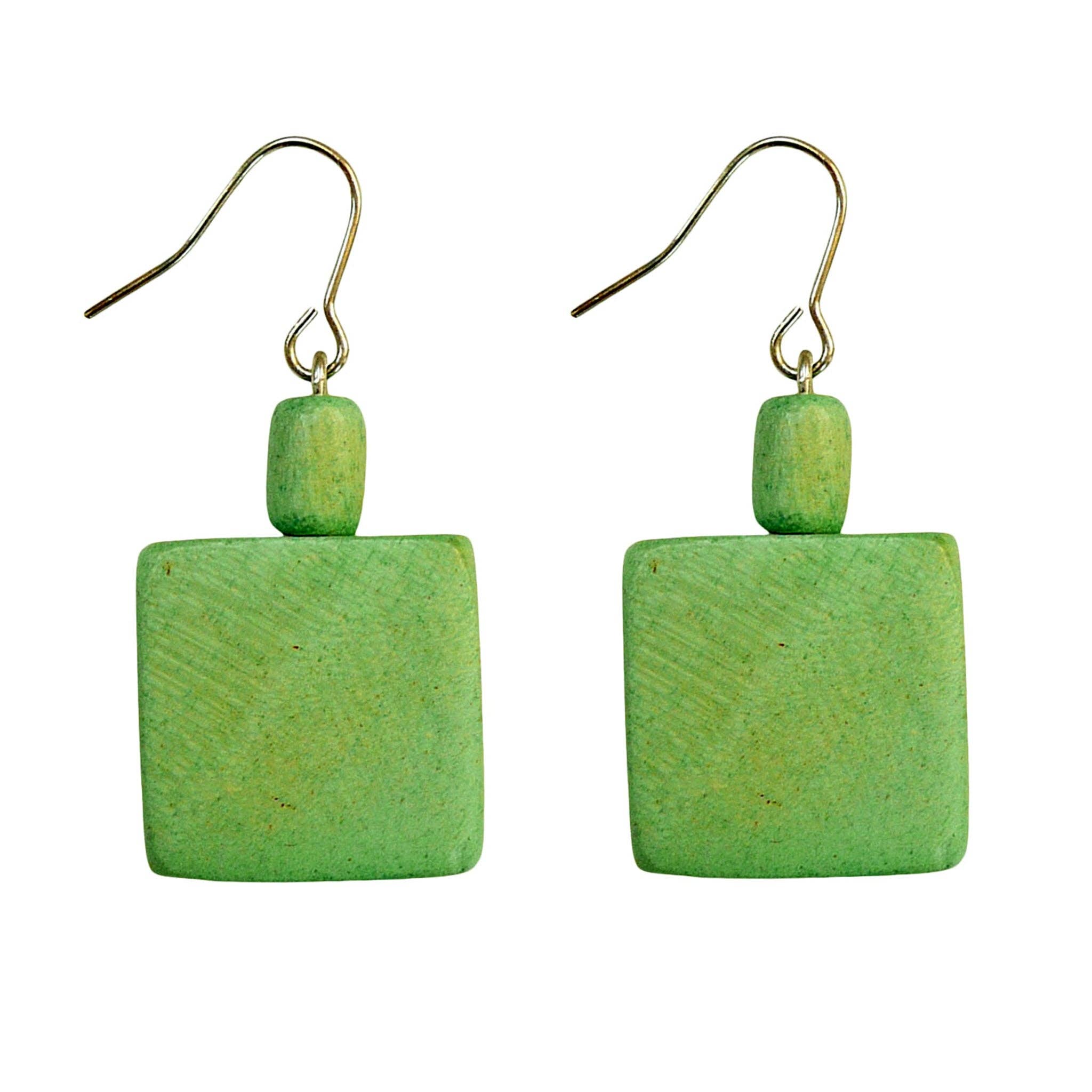 Lotusfeet - Vente Boucles d'oreilles pendantes - Boucles d'oreilles pendantes carrées en bois de Pangantuon1