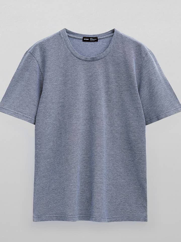 Piqué t-shirt (blue melange) — Organic cotton for wholesale by wetheknot