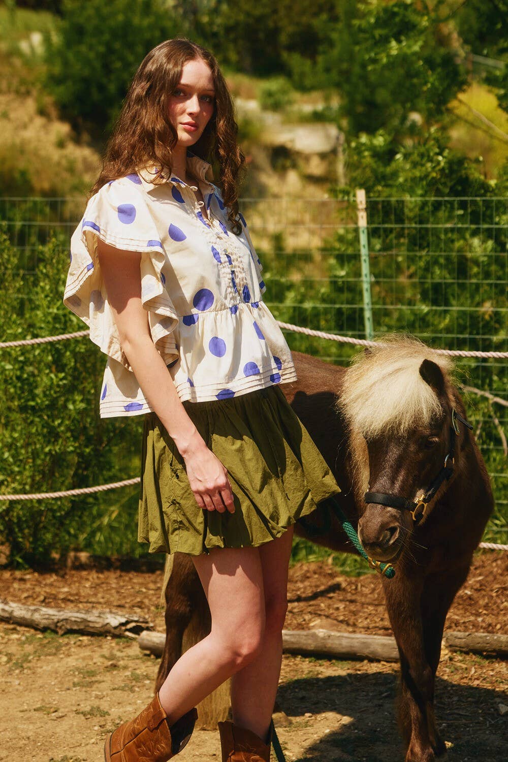 BUCKETLIST INC - Wholesale Blouse - Women's - IT2337 Ruffle Sleeves Pintuck Detail Polka Dot Print top47