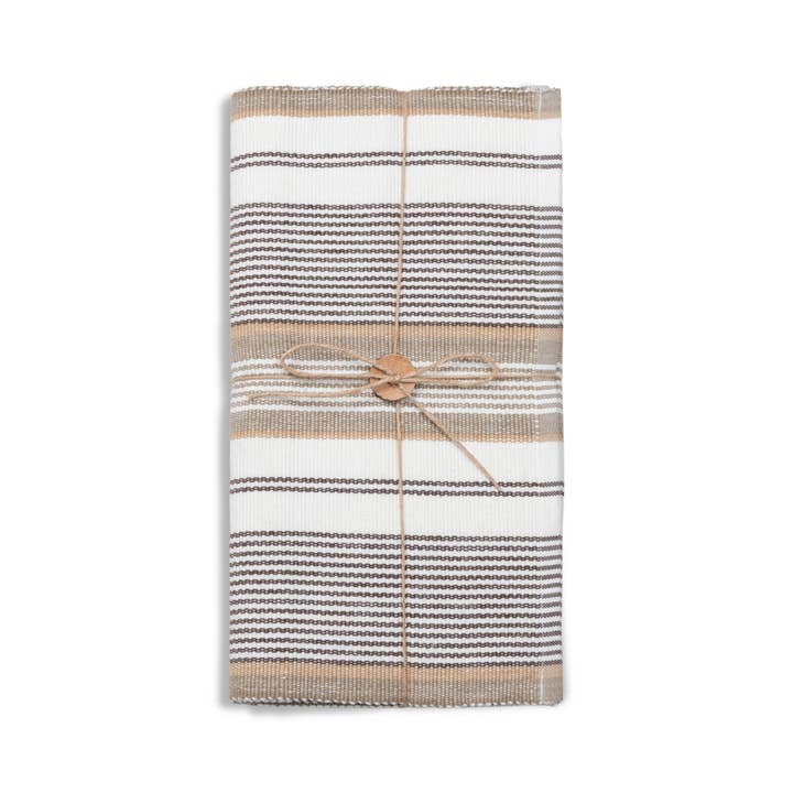Elsie & Zoey - Wholesale Table Runner - Tan Stripe Woven Kitchen Table Runner1