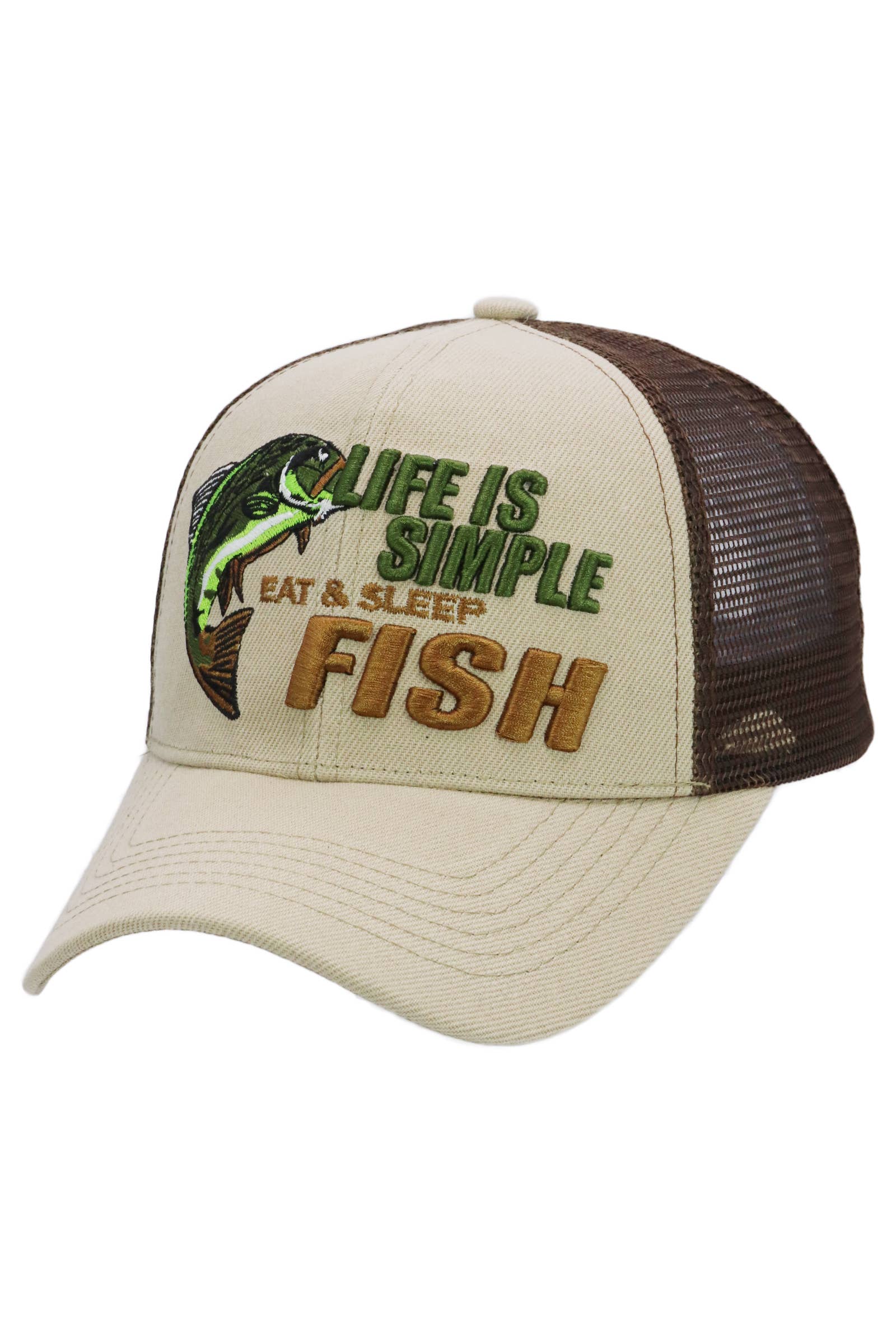 Cap Zone – Großhandel Trucker-Cap – Unisex – Das Leben ist einfach: Essen & Schlafen Fisch Mesh Trucker Hut9