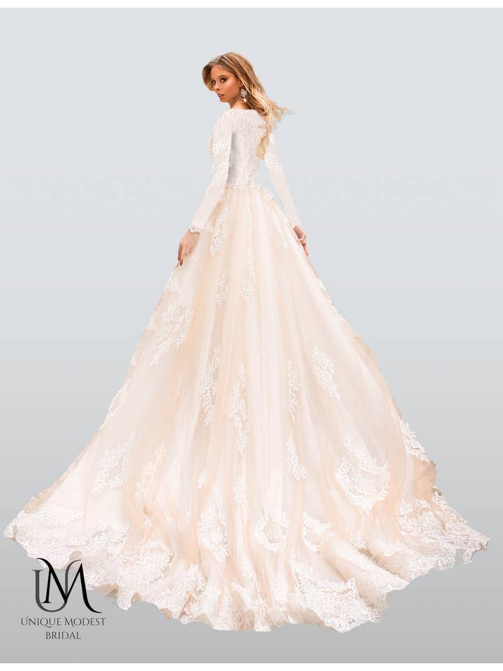 Unique Modest Bridal - Wholesale Gown - Women's - Ariel - Long Sleeve Elegant Mermaid Modest Wedding Dress2