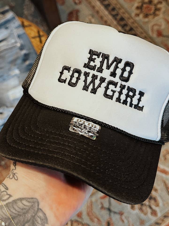 Emo Cowgirl Embroidered Trucker Hat for wholesale by Grady Ln Boutique
