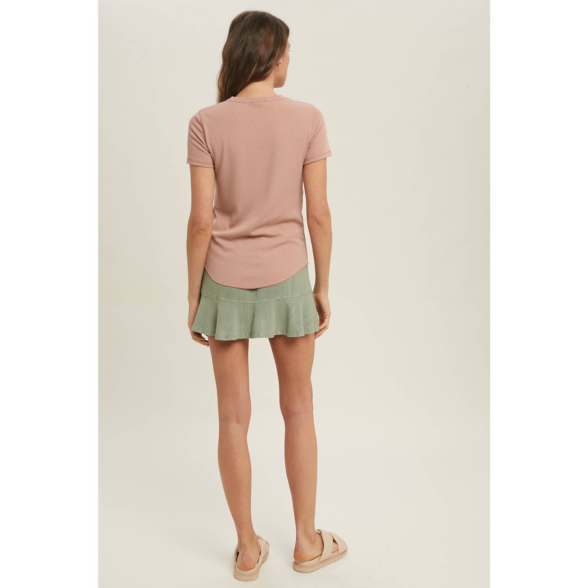 Wishlist Apparel – T-shirt – Mulher por atacado – Camiseta básica canelada de malha / WL18-171415