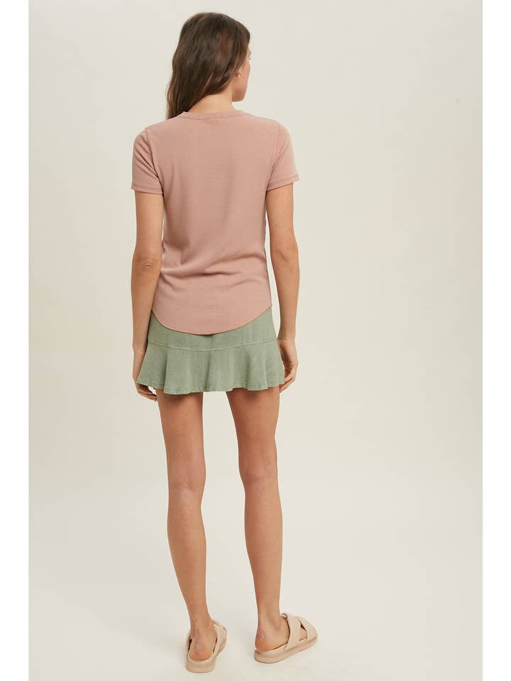 Wishlist Apparel - Wholesale T-Shirt - Women's - RIBBED KNIT BASIC T-SHIRT / WL18-17143