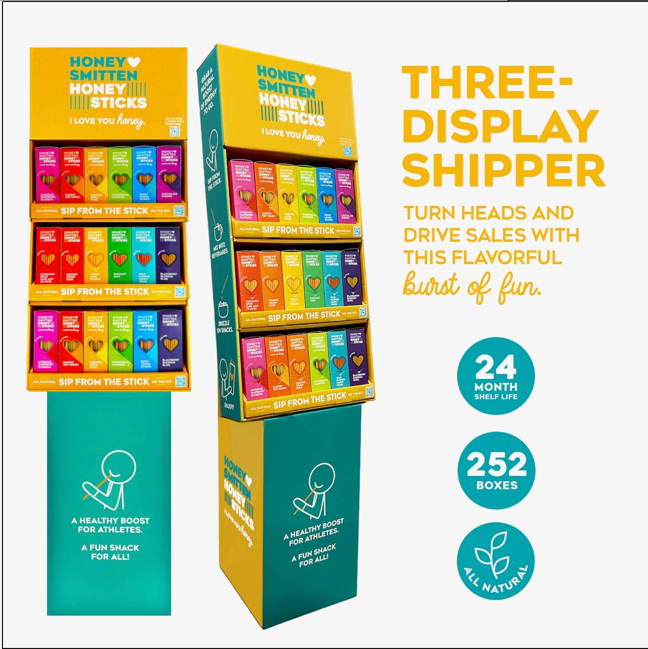 Honey Smitten - Wholesale Honey - Honey Sticks, LEMON LOVE STRUCK. 14 units5