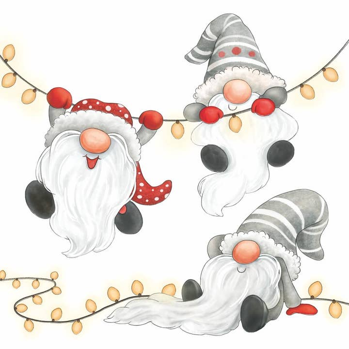 LUNCH- GNOMES ON THE LIGHT CHAIN, WHITE BY AMBIENTE for wholesale by Paperproducts Design • Ambiente