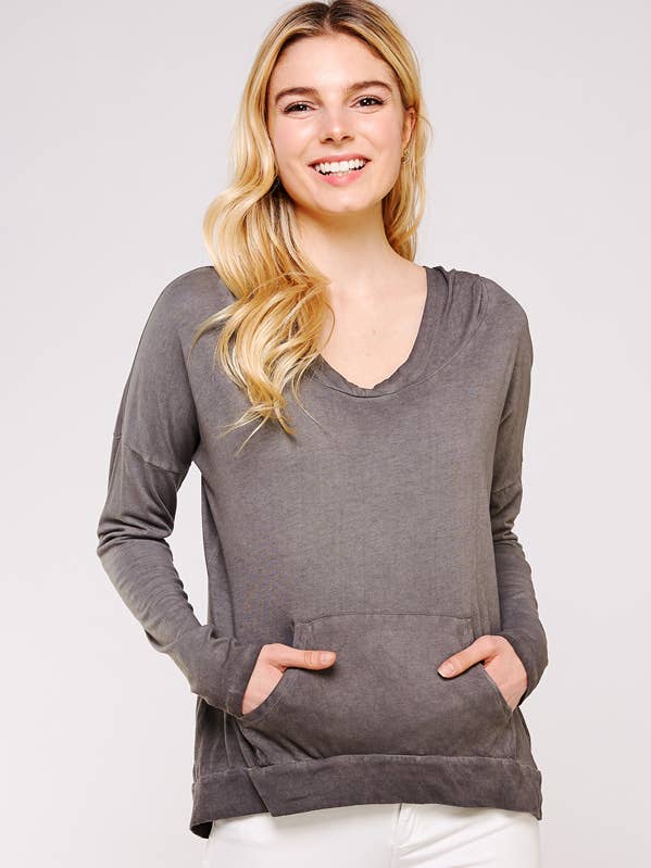 Sweat à capuche à manches longues inversé Wash Tie Dye - Charbon poussiéreux pour la vente par Urban X Apparel