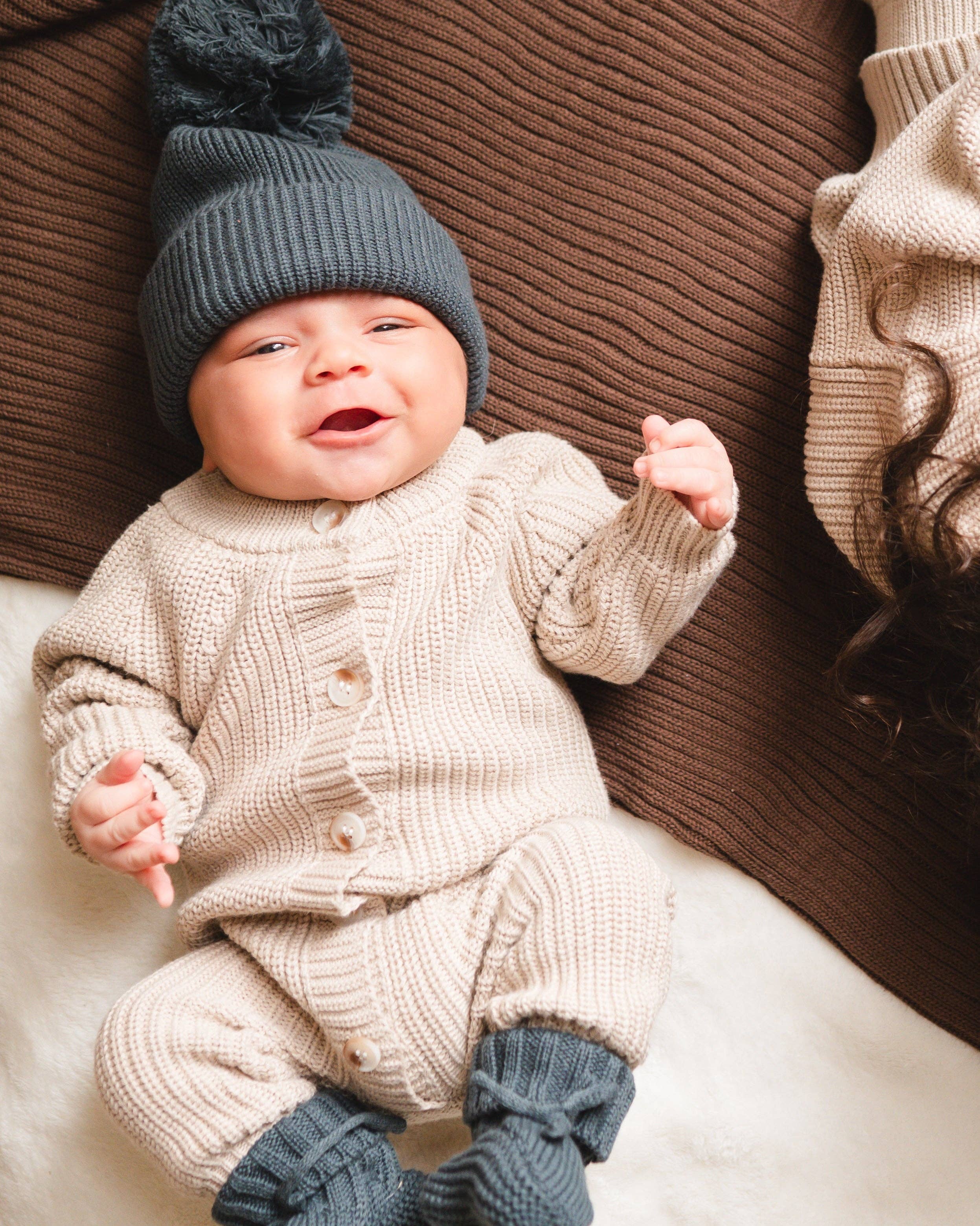 Pine Kids – wholesale Jumpsuit – Baby – Button Knit Jumpsuit - Oat1