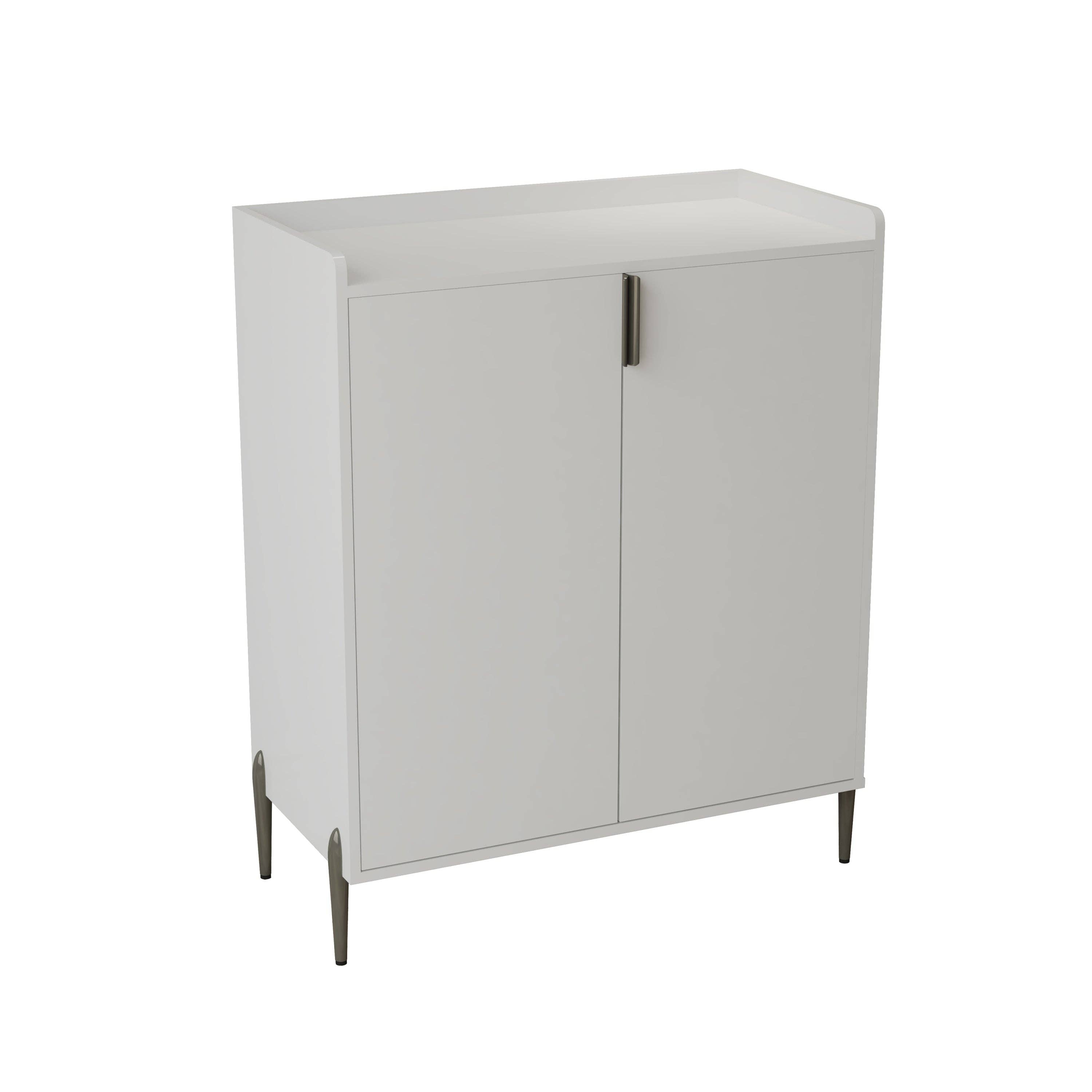 39F Inc. - Wholesale Cabinet - 2 doors home wine bar cabinet with wine rack & adjustable storage shelf, modern sideboard with soft-closing hinge, dinning room buffet cabinet, Liquor Cabinet kitchen, living room coffee cart White14