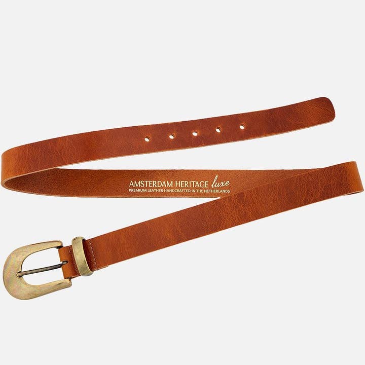 Amsterdam Heritage Leather Belts, Bags, Jackets & Apparel - Vente Ceinture – femme - FABRIQUÉ SUR COMMANDE Annie | Ceinture fine en cuir avec boucle dorée pour femme9