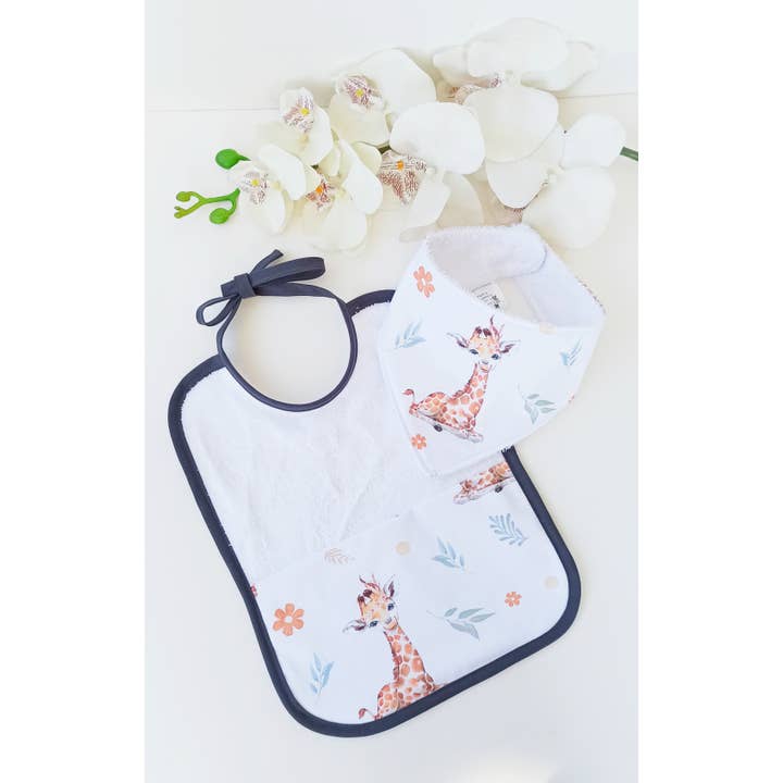 Giraffes Bohemian Classic Bib for wholesale by Little Miss Tomatoes