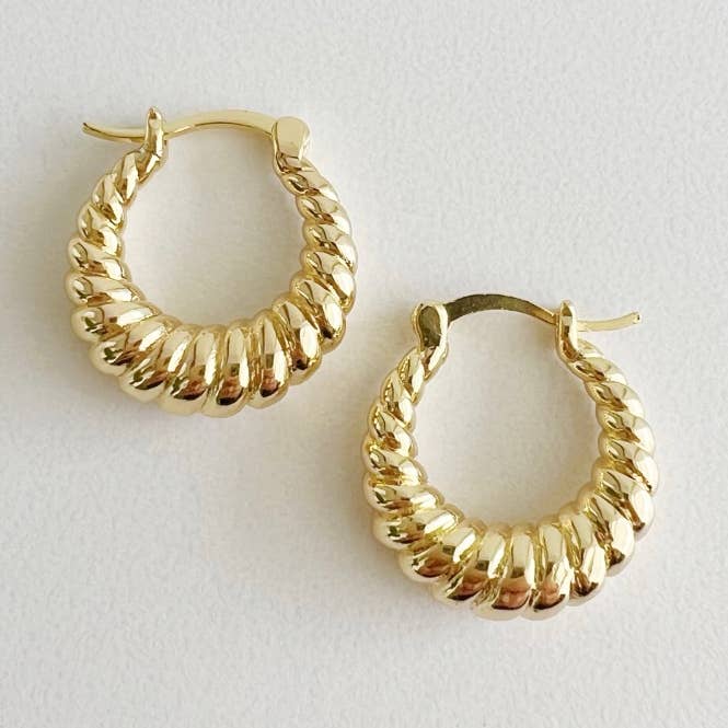Endless Weekend Croissant Twist Hoops Earrings Gold Filled for wholesale by True by Kristy Jewelry