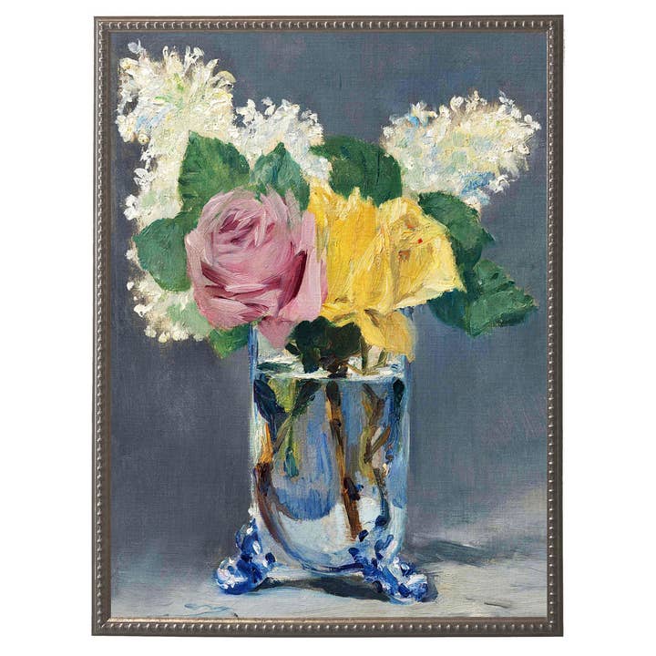 Reproducción de pintura al óleo floral vintage enmarcada E para venta al por mayor de Antique Curiosities Inc