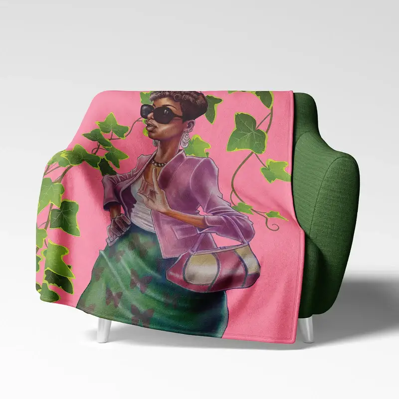 African American Expressions - Wholesale Throw Blanket - Green and Pink Blanket2