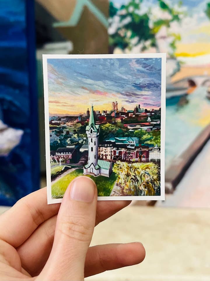 Horizonte da cidade de Boston ao pôr do sol - autocolante de vinil mate por atacado de Savell Studio