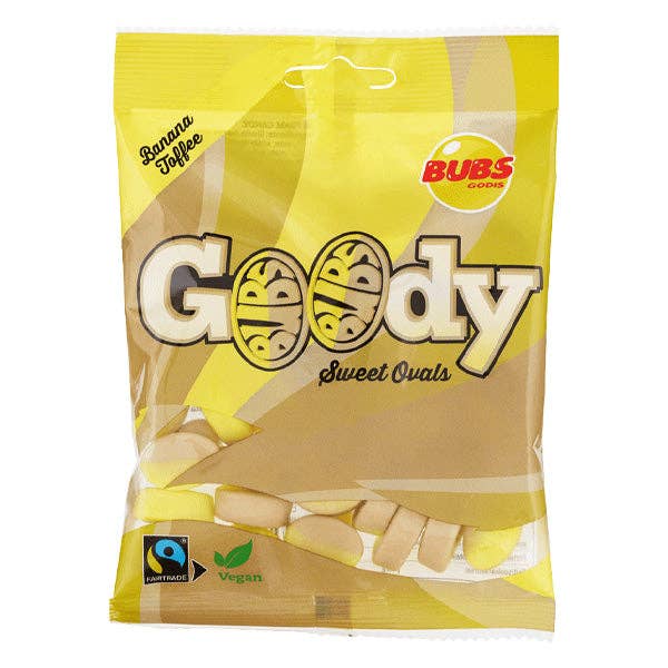 Showcase - Wholesale Gummy - BUBS Godis: Banana Toffee Goody Ovals (3.17oz) Swedish Candy