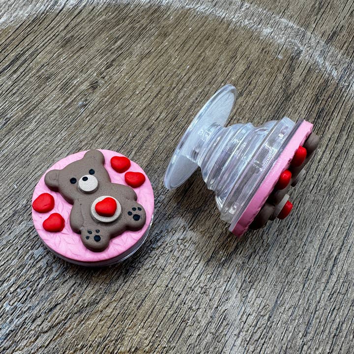 Polymer Clay Teddy Bear Phone Grip for wholesale by Making with Molli
