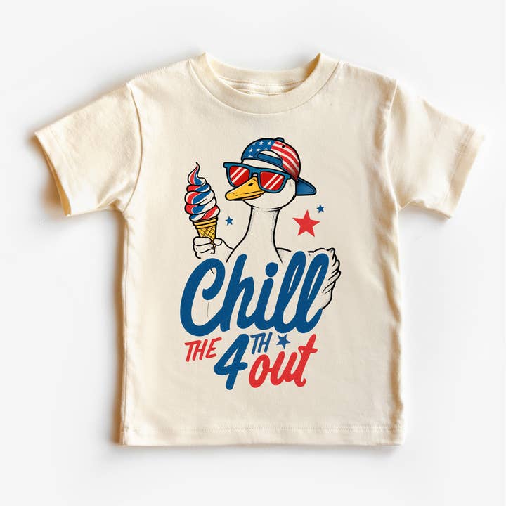 Madi Moosh - Wholesale Screen Printed T-Shirt - Kids - Chill The 4th Out Fourth Of July Shirt - Independence Day Tee