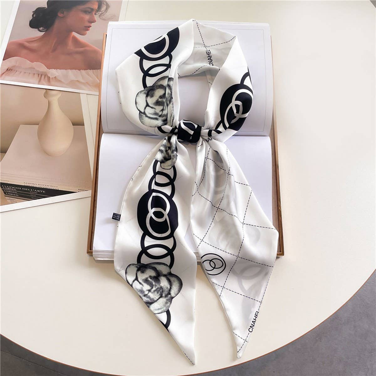 ACCITY - Wholesale Head Scarf - Women's - FASHIONABLE DOUBLE-LAYER RIBBON ANGLED HEAD SCARF_CWASC151529