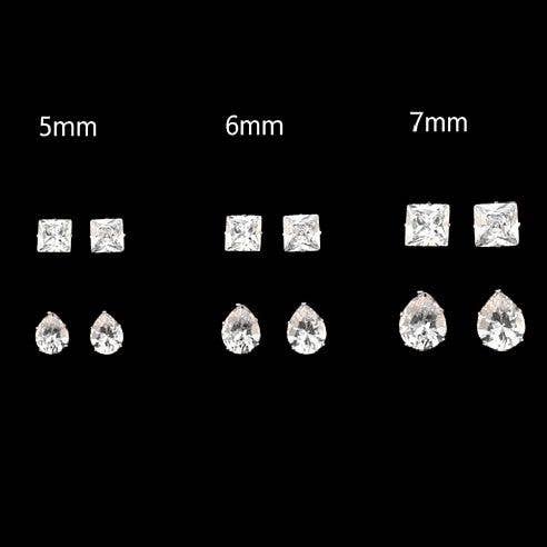 Diacly – wholesale Jewellery set – 5 6 7MM Cubic Zirconia Stud Earrings Set1