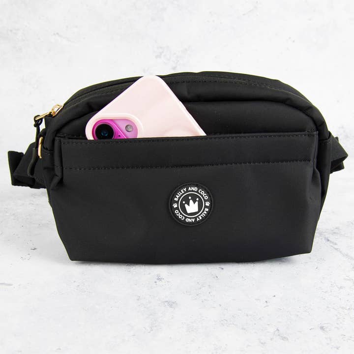 Bailey and Coco – wholesale Pet treat bag – Dog – Magnetic Snap Dog Walking Bum Bag - Black2