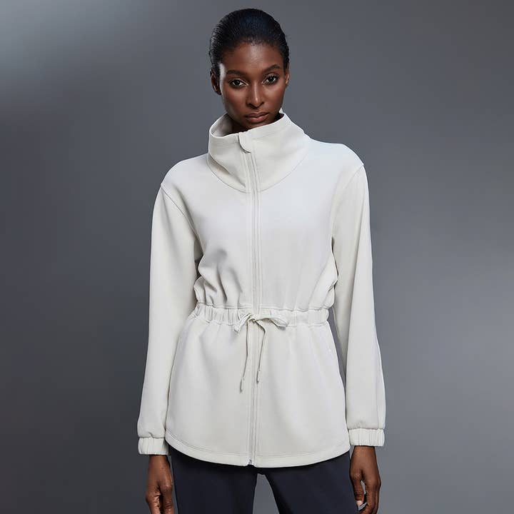 Women Stand-Collar Mid-Length Drawstring Waist Casual Commut for wholesale by Sodalemon