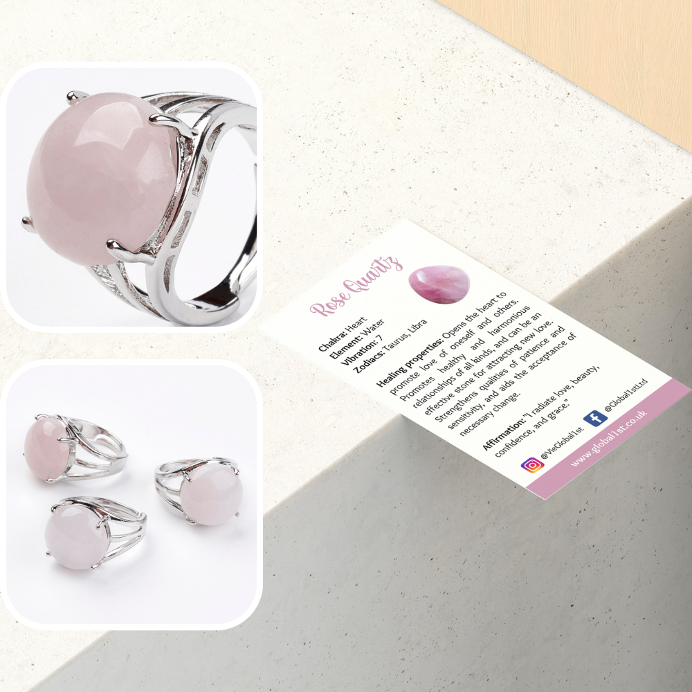 VIE - Vendita all'ingrosso Anelli cocktail/statement - Anello regolabile placcato argento con grande pietra circolare24