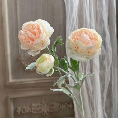 Sweet Home Deco - Wholesale Artificial Flowers - 19'' Silk Ranunculus Single Spray Flowers, Spring Ranunculus1