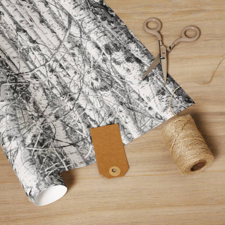 Right On Michigan - Wholesale Flat Wrap - Birch Cluster gift wrap paper