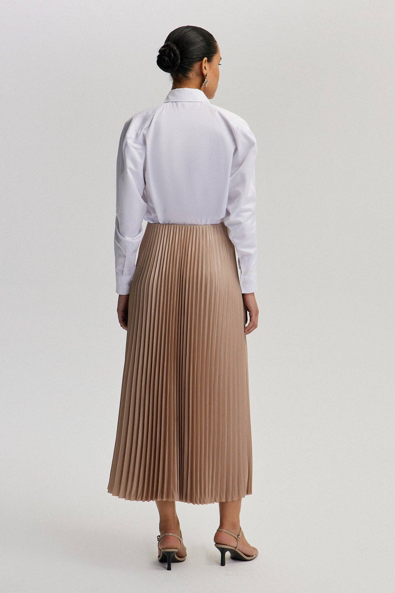 Mink PLEATED SKIRT - MAXI LENGTH, HIGH WAIST for wholesale on Faire4