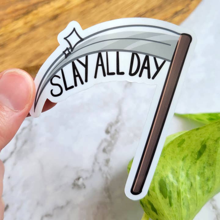 Slay vinyl sticker de hele dag, 3x2,5" voor wholesale door Chez Louie Designs