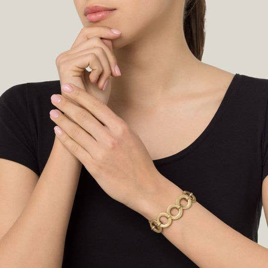 Gloria Mago – Engroshandel Armbånd med led og kæde – Guld kæde link hoop armbånd1