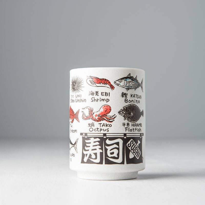 Made In Japan Tableware - Wholesale Coffee Mug - Sushi mug fish names 10cm