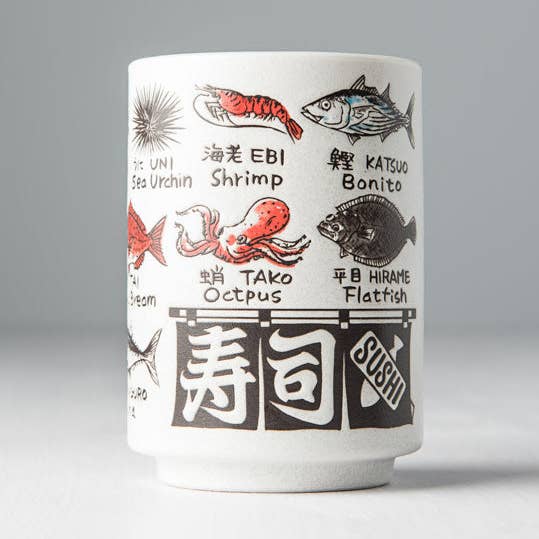 Made In Japan Tableware - Wholesale Coffee Mug - Sushi mug fish names 10cm0